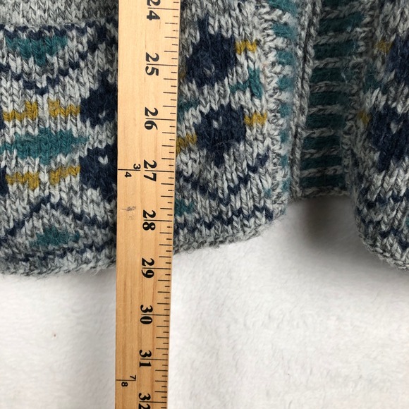 ROYAL ROBBINS Fair Isle Wool Blend Full Zip Hooded Cardigan Women's Sz M Gray - Picture 8 of 10